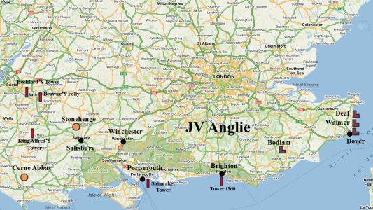 Mapa navštívených míst - JV Anglie